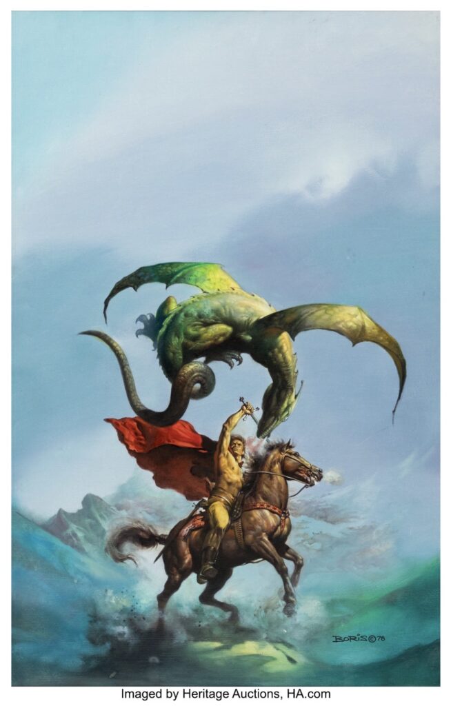 Boris Vallejo The Web Of Wizardry Paperback Cover Painting Original Art (Del Rey, 1978)