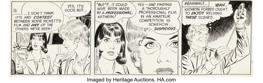 Leonard Starr Mary Perkins On Stage Daily Comic Strip Original Art dated 4-3-76 (Chicago Tribune, 1976)