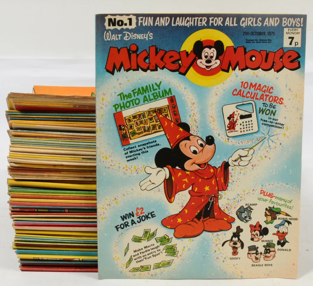 Vectis Comics & Publications, Thursday 16 April 2026 Lot | Walt Disney’s Mickey Mouse & related Comics (1973 to 1977).  Includes Mickey Mouse and Donald Duck, Mickey Mouse in Disneyland & Goofy.  Although unchecked for completeness condition generally appears to be Fair to Good
