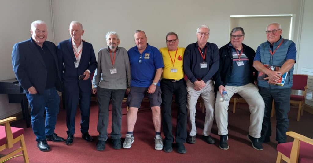 There were plenty of Battle legends at last year’s Enniskillen event. Pictured alongside Forbidden Planet’s Andrew Sumner (left) are, Gerry Finley-Day, Alan Hebden, event organiser Paul Trimble, Steve MacManus, Mike Dorey John Wagner and David Hunt
