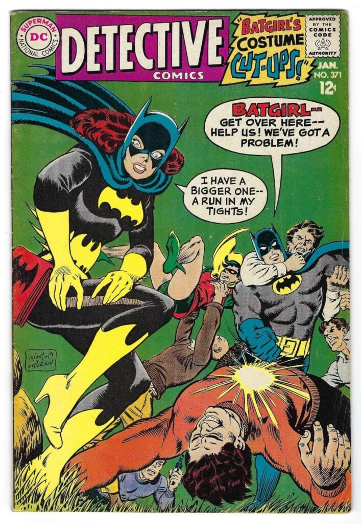 The original art for this cover for Detective Comics #371 is among the stolen items, “drawn by Carmine Infantino and Murphy Anderson with lettering by Gaspar Saladino and colouring by (I assume) Jack Adler,” Mark Evanier notes. “Is this one of the silliest covers ever on a comic book with Batman on it or is this one of the silliest covers ever on a comic book with Batman on it? But I kinda like it and I'd like it back if only so I can spend more time trying to figure out why the left hand of the crook in the orange shirt seems to be underground. Lemme know if you see the original art anywhere.”
