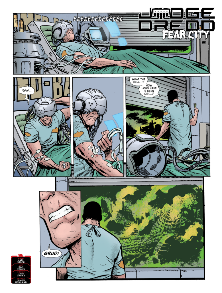 Judge Dredd Megazine 491: JUDGE DREDD // FEAR CITY By Karl Stock (Writer) Dan McDaid (Artist) Jack Davies (Colourist) Simon Bowland (Letterer)