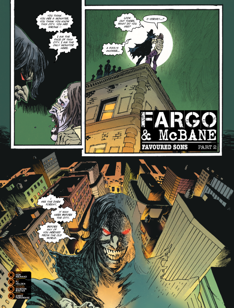Judge Dredd Megazine 491: FARGO & MCBANE // FAVOURED SONS By Ken Niemand (Writer) PJ Holden (Artist) Quinton Winter (Colourist) Annie Parkhouse (Letterer)