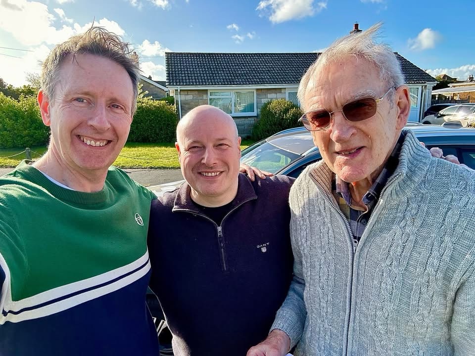 British Football Comic Podcast hosts Matt Richard and Paul Richardson with artist Barrie Mitchell 