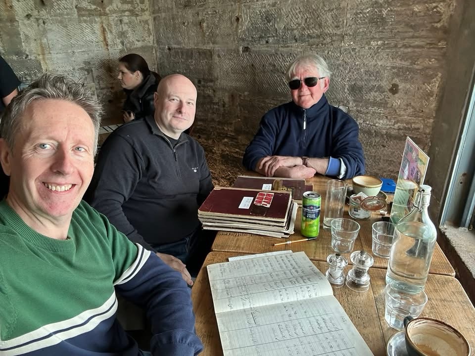 The British Football Comic Podcast team with former Roy of the Rovers editor Ian Vosper