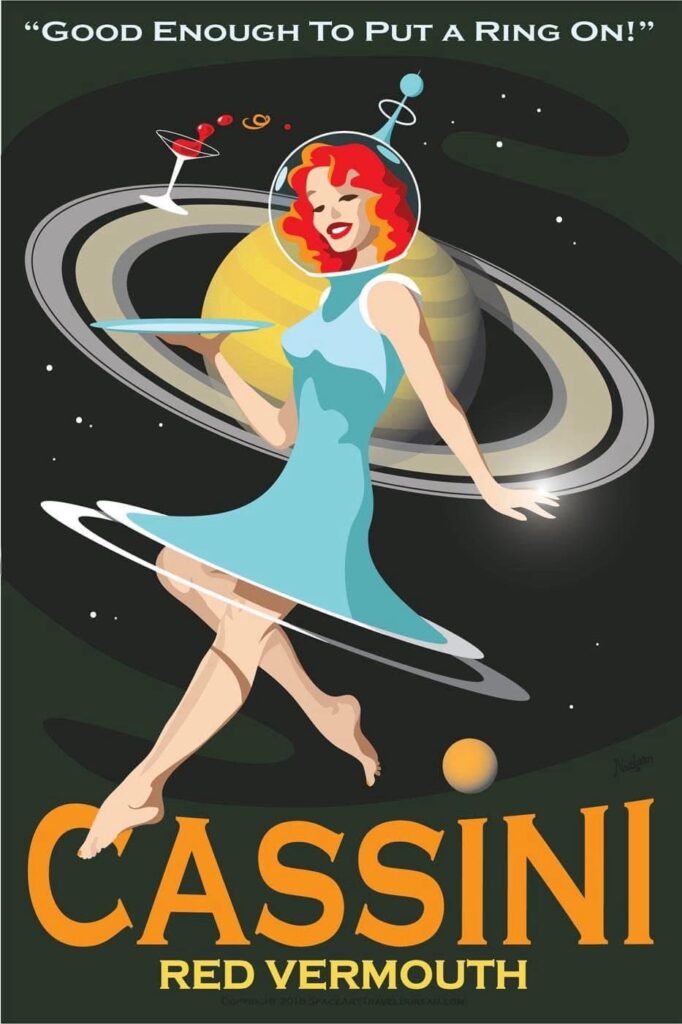 Cassini Vermouth: for the ringed planet Space Bar Poster by Dr. Tyler Nordgren