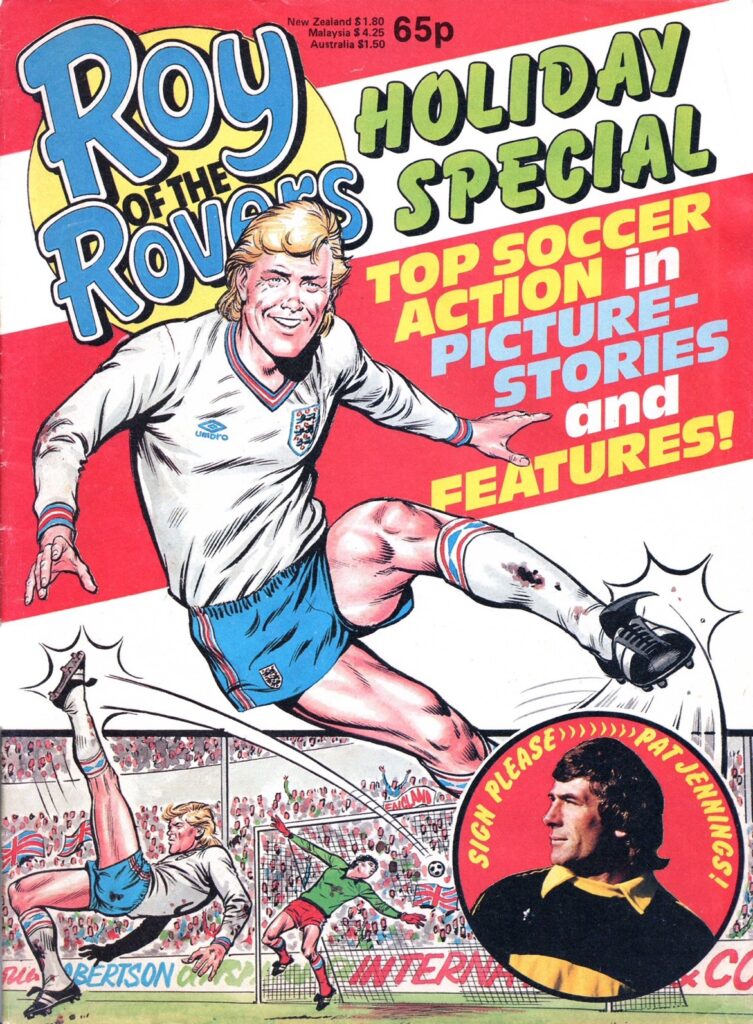 Roy in England strip again, making the cover of a Holiday Special. Top artwork from David Sque, and a bargain for just 65p…