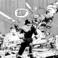 A scene from the 2000AD 1981 SciFi Special story, "Judge Dredd: The Sweet Taste Of Justice", written by "Staccato" (aka Alan Grant), with art by Colin Wilson. Sugar is revealed illegal in Mega City One for the first time