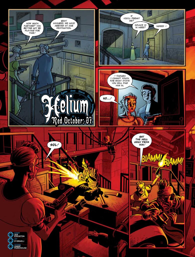 2000AD Prog 2482 - HELIUM // RED OCTOBER 
By Ian Edginton (Writer) D'Israeli (Artist) Annie Parkhouse (Letterer)
