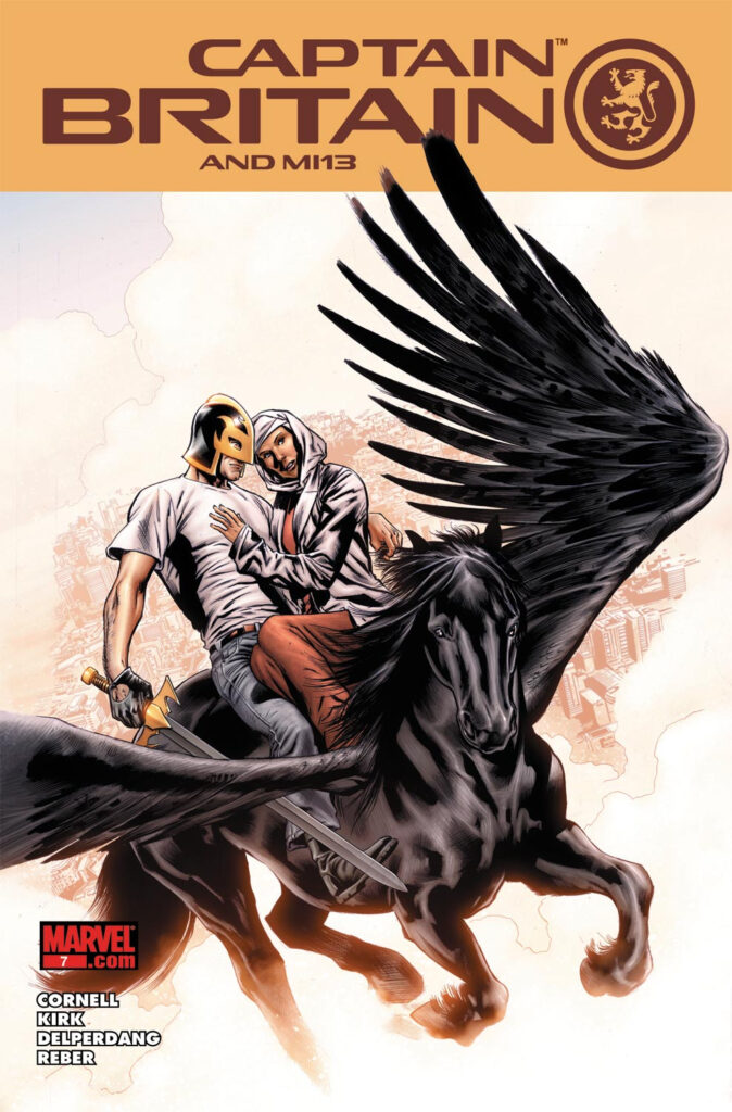 The Black Knight and new heroine Fasia Hussain on the cover of Captain Britain and MI13 #7, art by Bryan Hitch