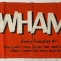 A scarce comic book advertising banner for WHAM!, approximately 45cm x 89cm