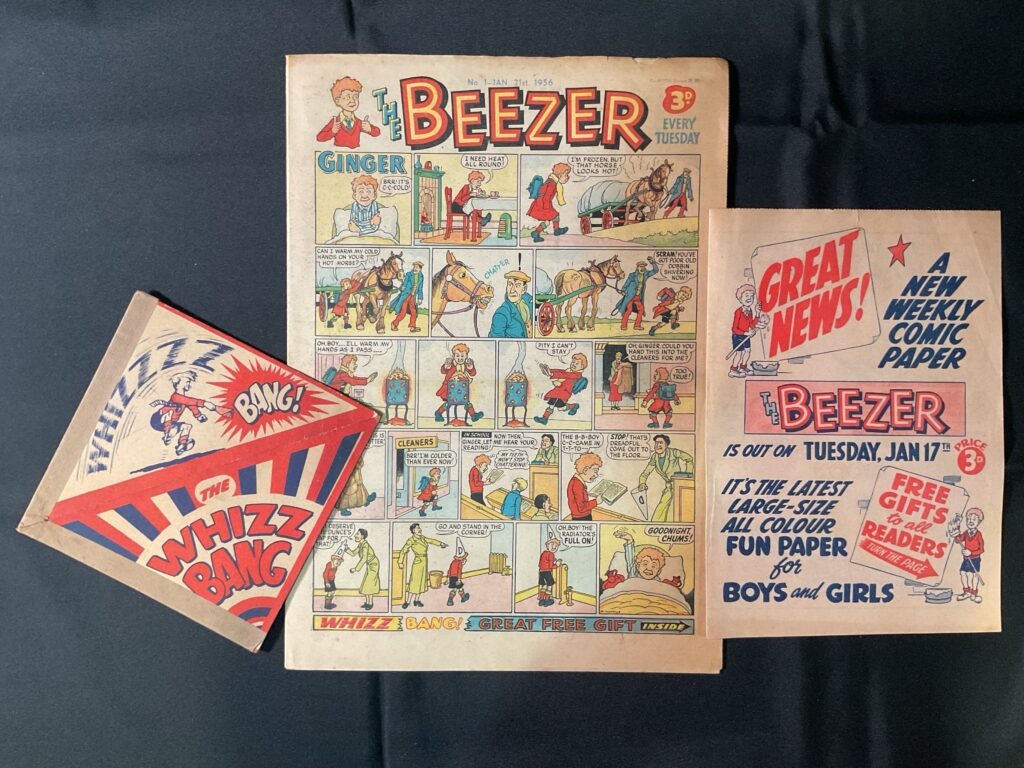 The Beezer No. 1 (1956) with Whizz Bang free gift and four-page Flyer for the issue that was an insert with The Dandy