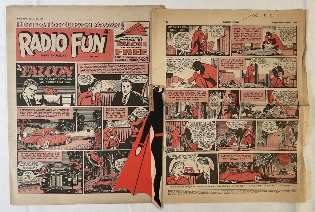 Radio Fun No. 997 cover dated 5th October 1957 with free gift model of The Falcon character