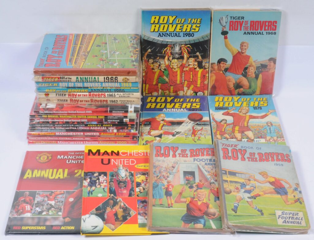 Quantity of Roy of the Rovers & Manchester United Hardback Annuals, Football related.