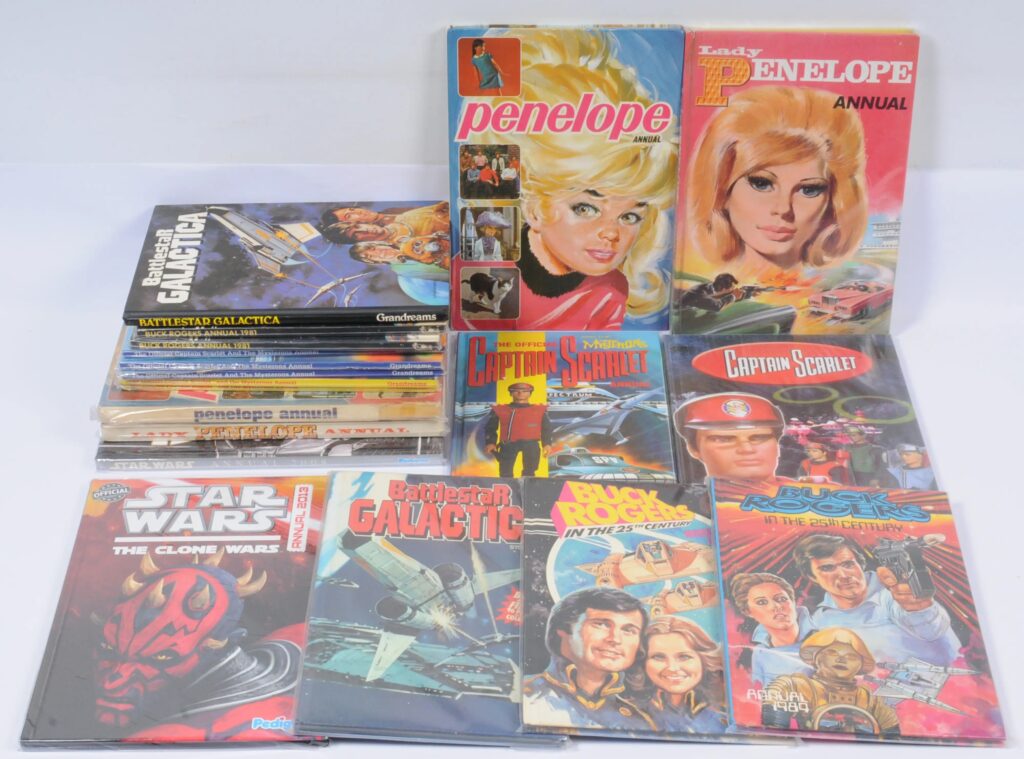 Quantity of Hardback Annuals, Lady Penelope (Thunderbirds), Captain Scarlet, Star Wars, Battlestar Galactica & Buck Rogers, TV & Film related