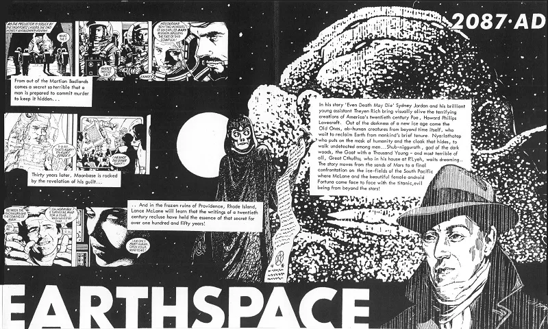 Sydney Jordan, Lance McLane-H.P. Lovecraft 1987 montage based on “Even Death May Die”, 1985-86 | Via Duncan Lunan