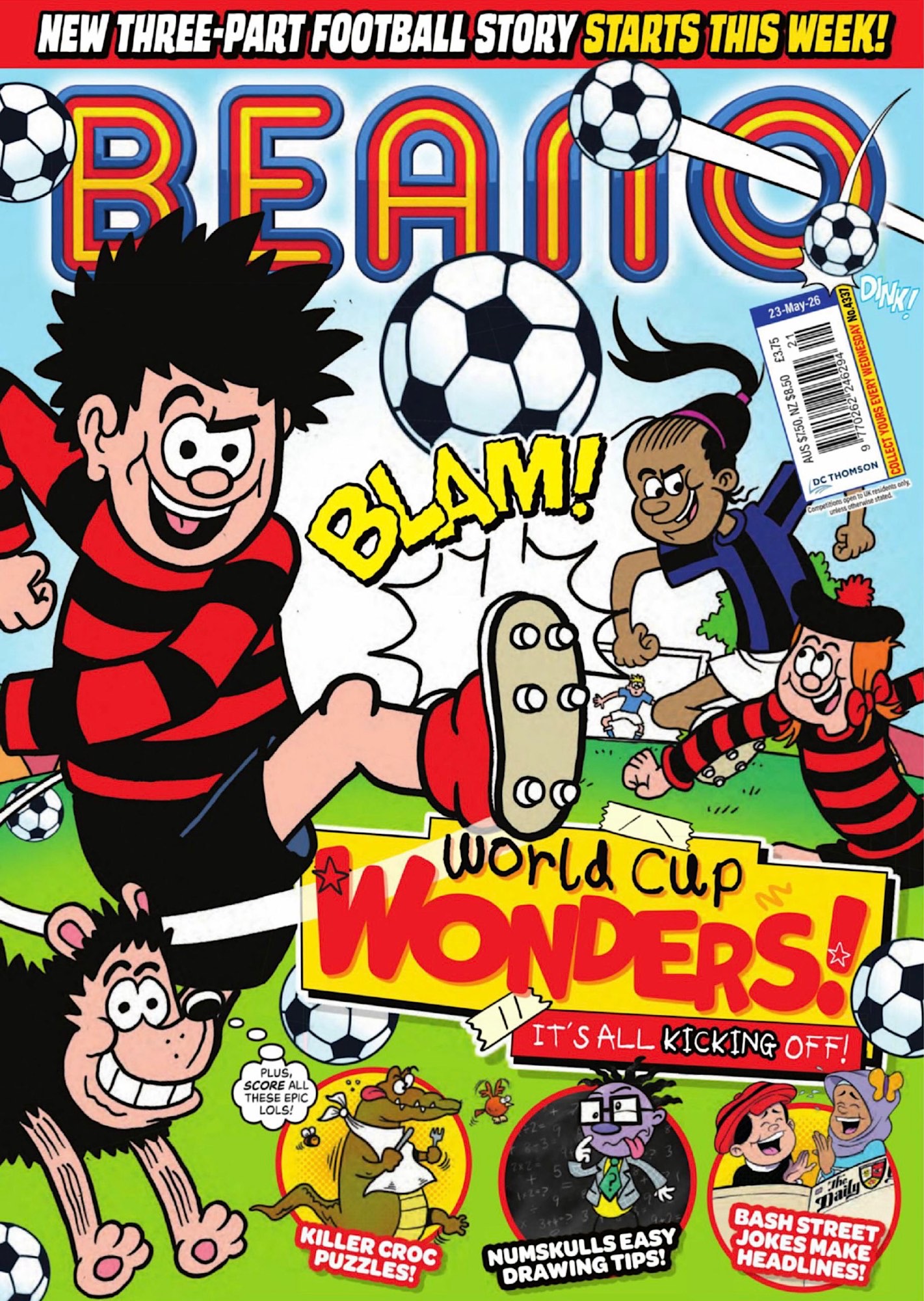 Beano 4337 cover dated 23rd May 2026, art by Nigel Parkinson 