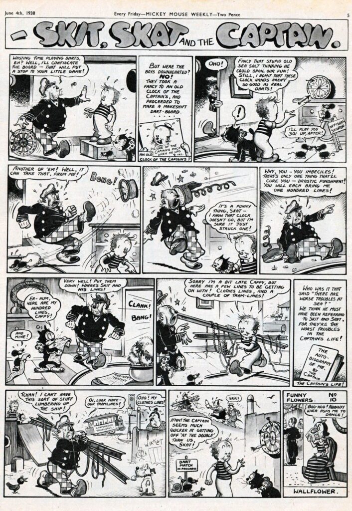 Skit, Skat, and The Captain, from Mickey Mouse Weekly in 1938, published by Odhams. Art by Basil Reynolds | With thanks to Lew Stringer