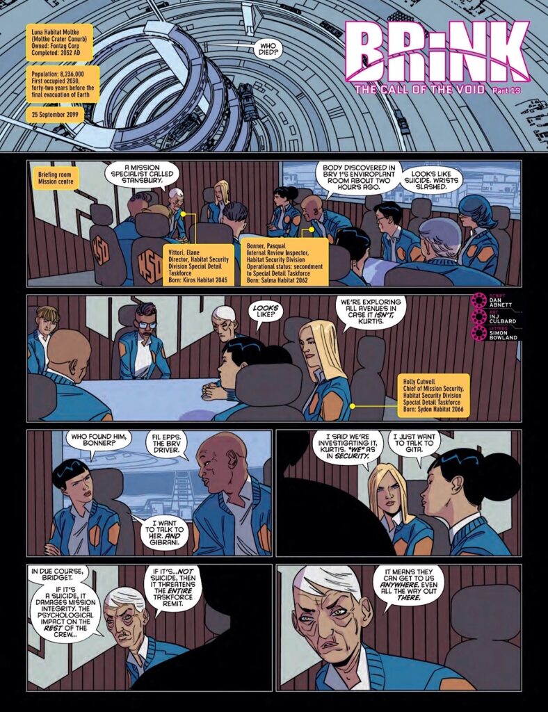 2000AD Prog 2484 | BRINK // THE CALL OF THE VOID
By Dan Abnett (Writer) INJ Culbard (Artist) Simon Bowland (Letterer)