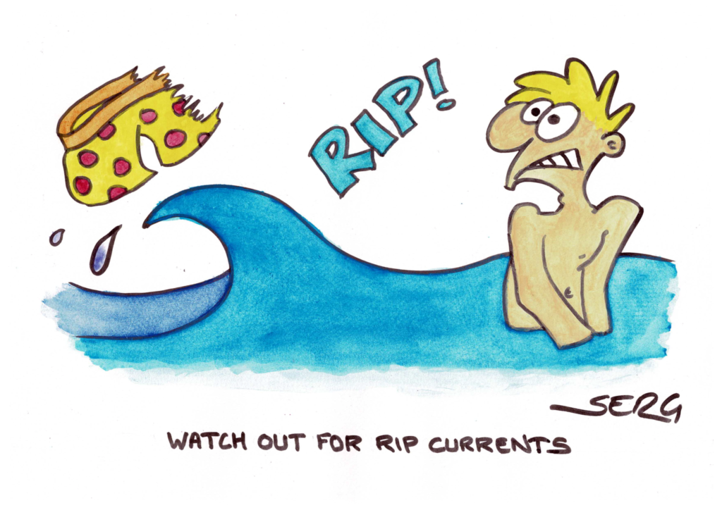 Watch Out For Rip Currents water safety cartoon by Richard Chapman