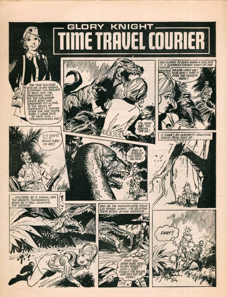 “Glory Knight: Time Travel Courier”, art by John M. Burns, for June and School Friend cover dated 4th July 1970