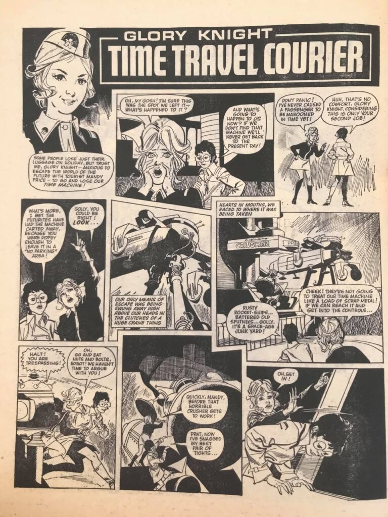 “Glory Knight: Time Travel Courier” for June and School Friend - art by John M. Burns
