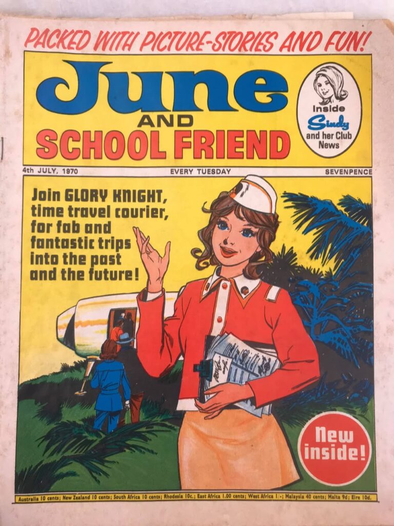 June and School Friend cover dated 4th July 1970 featuring “ Glory Knight: Time Travel Courier”