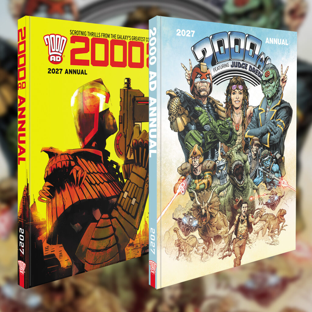 The 2000AD Annual 2027 - Hardback Cover by Jock, webshop Exclusive Cover by Cliff Robinson and Dylan Teague 