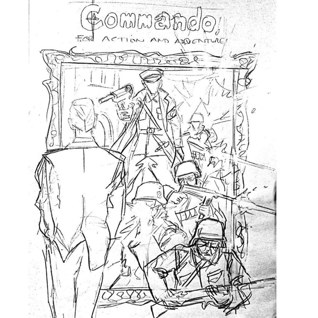 Simon Pritchard's original cover sketch for Commando Issue 5861, Gallery Of Sin
