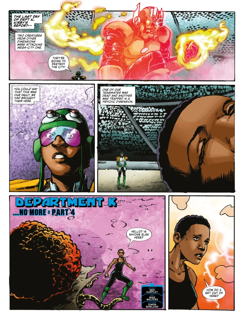 Judge Dredd Megazine 492 | DEPARTMENT K // …NO MORE by Ned Hartley (Writer) Mike Walters (Artist) Simon Bowland (Letterer)