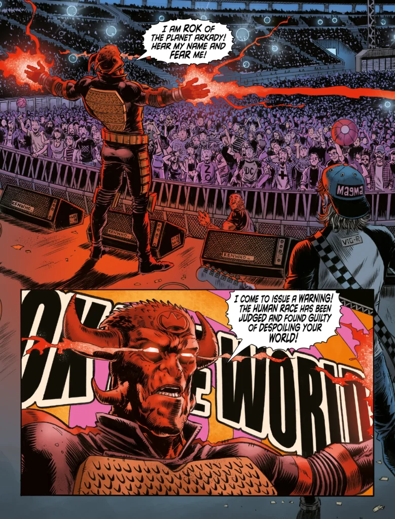 Judge Dredd Megazine 492 | ROK THE WORLD by John Wagner (Writer) Dan Cornwell (Artist) Jim Boswell (Colourist) Rob Steen (Letterer)
