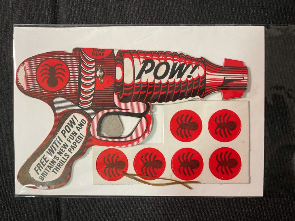 POW! #1 (Jan 21st 1967, Oldhams Press' Power Comics) British comic book including free gift Spider-Matic Gun and all six Spider Disc Bullets