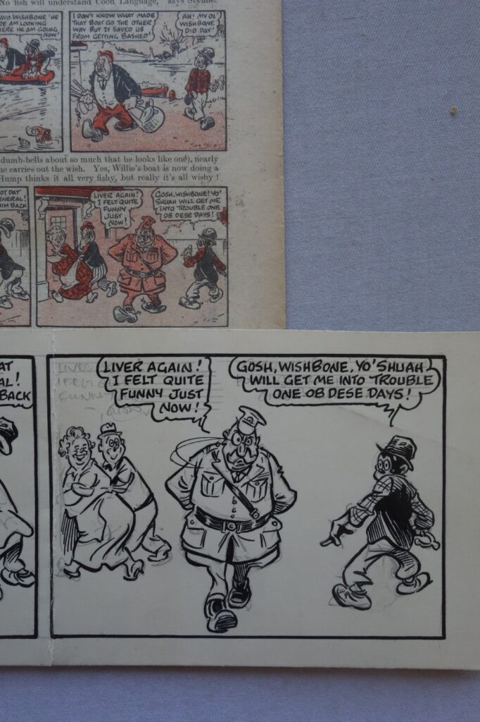 Preliminary Artwork by Roy Wilson, executed prior to his final drawing for publication - and as published