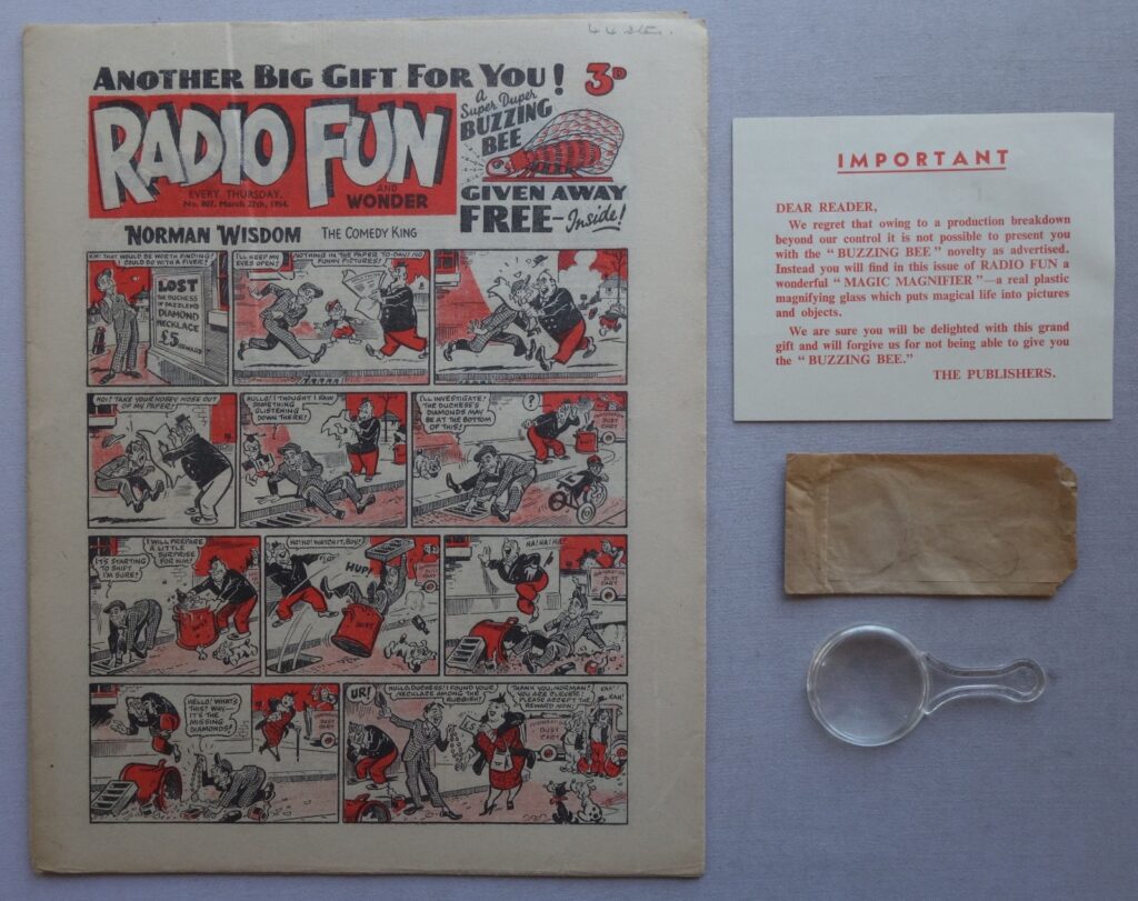 Radio Fun No. 807, cover dated 27th March 1954 With Free Gift "Magnifier"