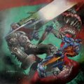 The original cover art for ABC Warriors Book 4: Genocide (1988) by Simon Bisley sold for £35,560 (Lot 364) in Excalibur Auctions May 2026 Peter Hansen Collection Sale