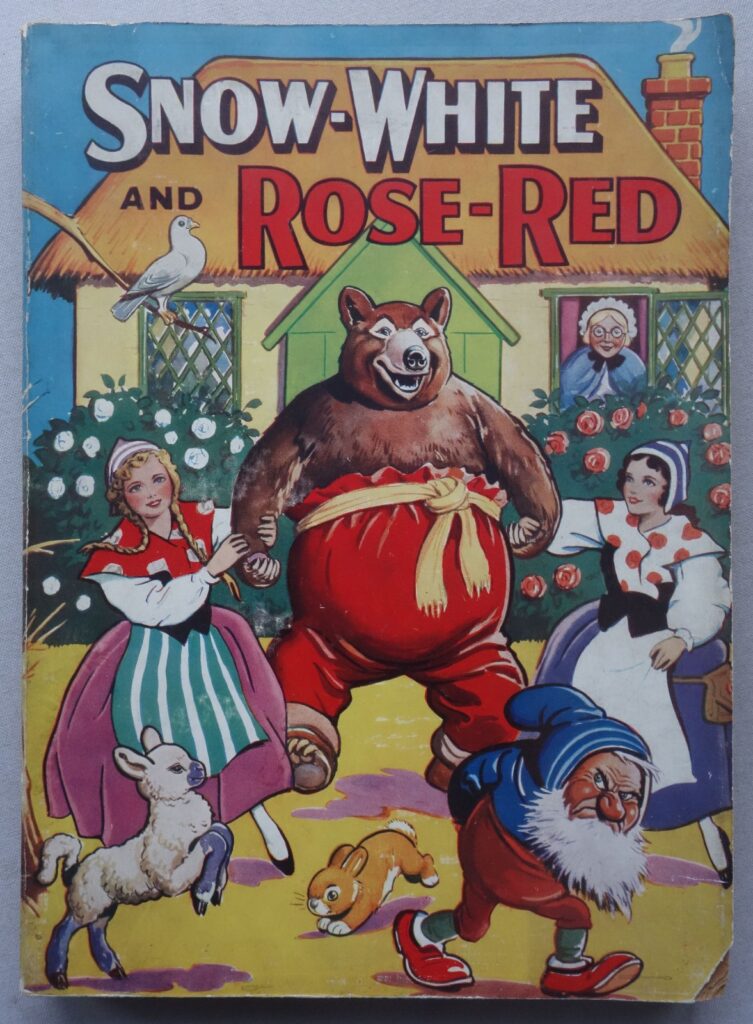 A copy of the Snow-White and Rose-Red Book published around 1939 by John Leng, also from the DCT Archive. In the second half of the 19th Century, John Leng & Co Ltd was one of two publishers in Dundee, along with the Thomson family business. In 1905 the two firms came together with the incorporation of DC Thomson, although they remained two separately named companies. John Leng continued to publish books up until the 1960s and still remains a part of the DC Thomson business today