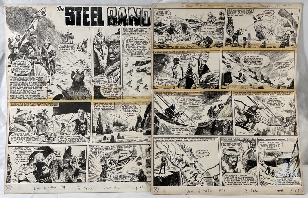 "The Steel Band" art by Don Lawrence for Lion, cover dated 7th November 1964. Measure 51cm x 40cm
