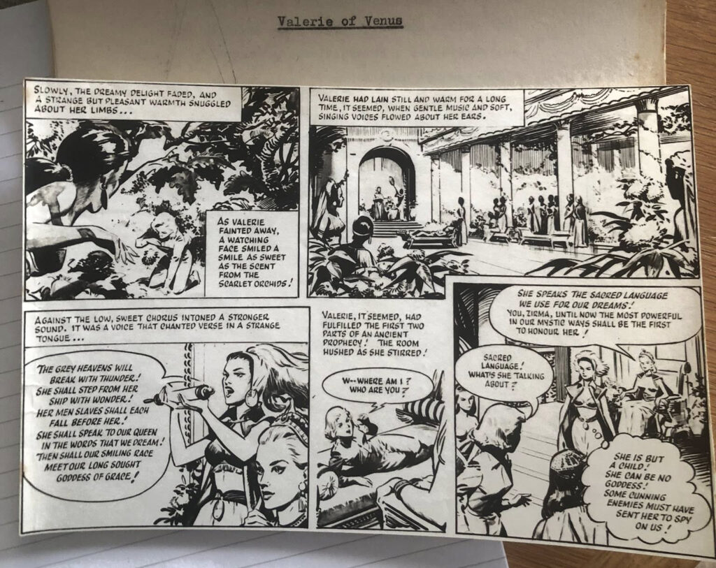 Valerie on Venus by David Motton, art by Bill Lacey, possibly unpublished