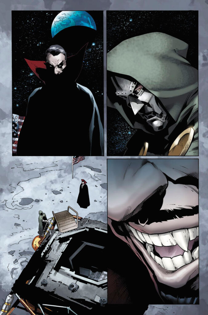 Dracula and Doctor Doom feature on this interior page from Captain Britain and MI13 #10
