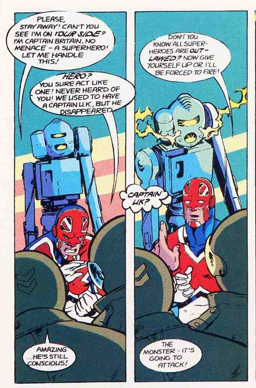 Captain Britain written by Dave Thorpe (aka David Thorpe) - recoloured for a US collection
