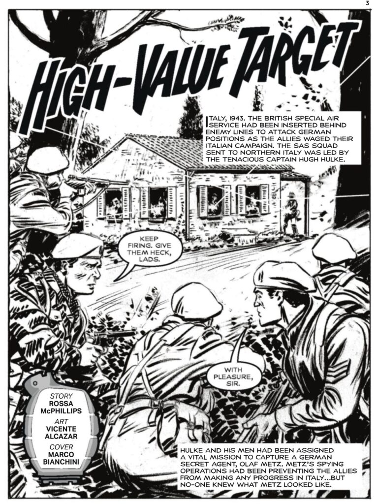 Commando 5957 (For Action and Adventure): High-Value Target Story: Rossa McPhillips | Internal Art: Vicente Alcazar | Cover Art: Marco Bianchini