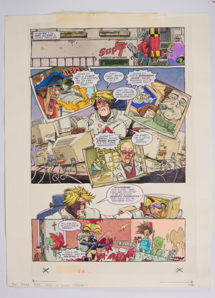 2000AD Prog 1141 - The Balls Brothers Episode 1 Page 1 by John Wagner and Kevin Walker (Fleetway, 1999)