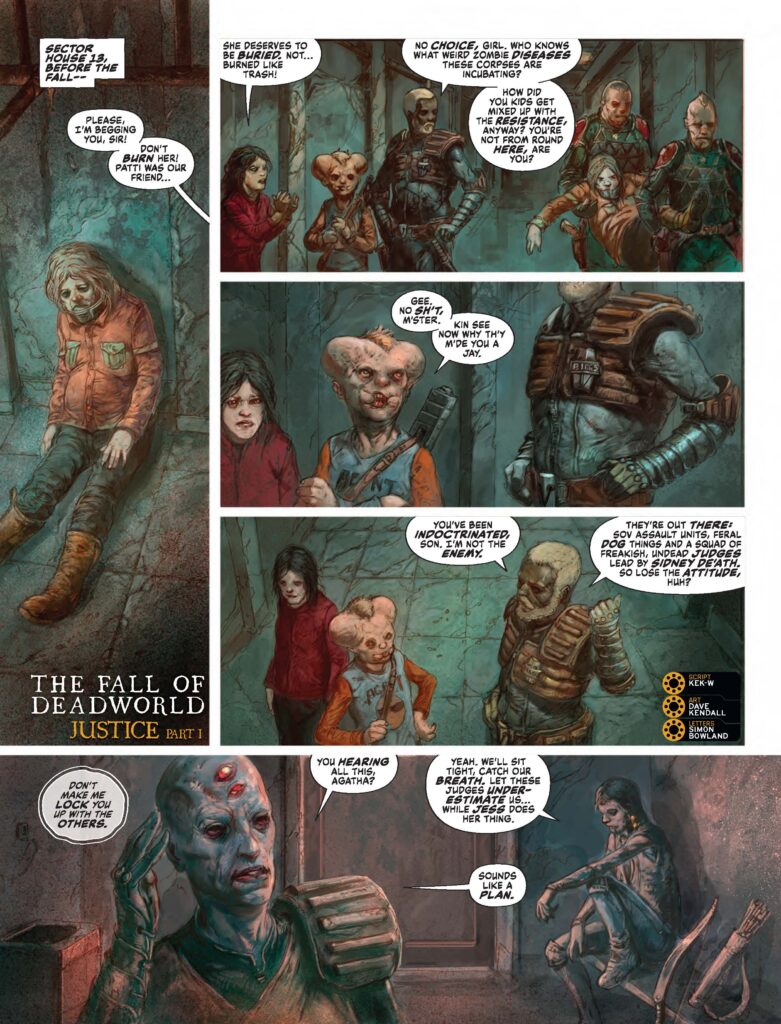 2000AD 2487 - THE FALL OF DEADWORLD // JUSTICE
By Kek-W (Writer) Dave Kendall (Artist) Simon Bowland (Letterer)