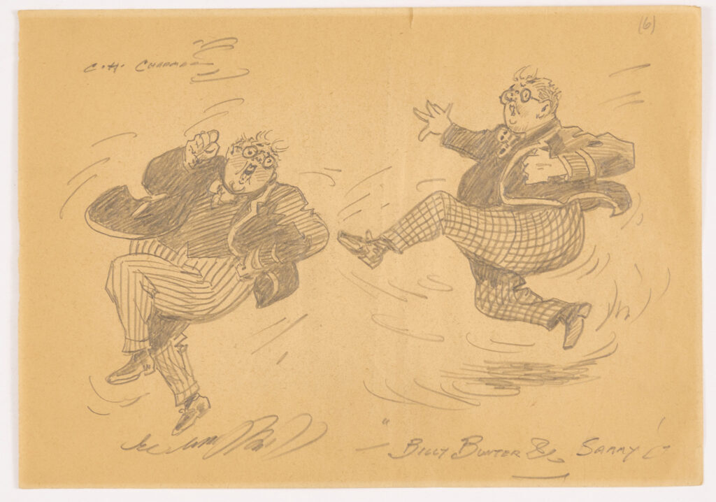 Billy Bunter 1930s original artwork drawn and signed by C.H. Chapman. Pencil on paper. 12 x 8 ins