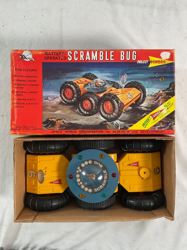 Century 21 Toys Gerry Anderson 'Project Sword' battery operated Scramble Bug in original box, with instructions and badge