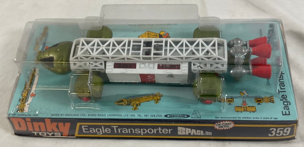 DINKY 359 Gerry Anderson's Space: 1999 'Eagle Transporter' in white and green with red rear thrusters - VG in G/VG bubble pack
