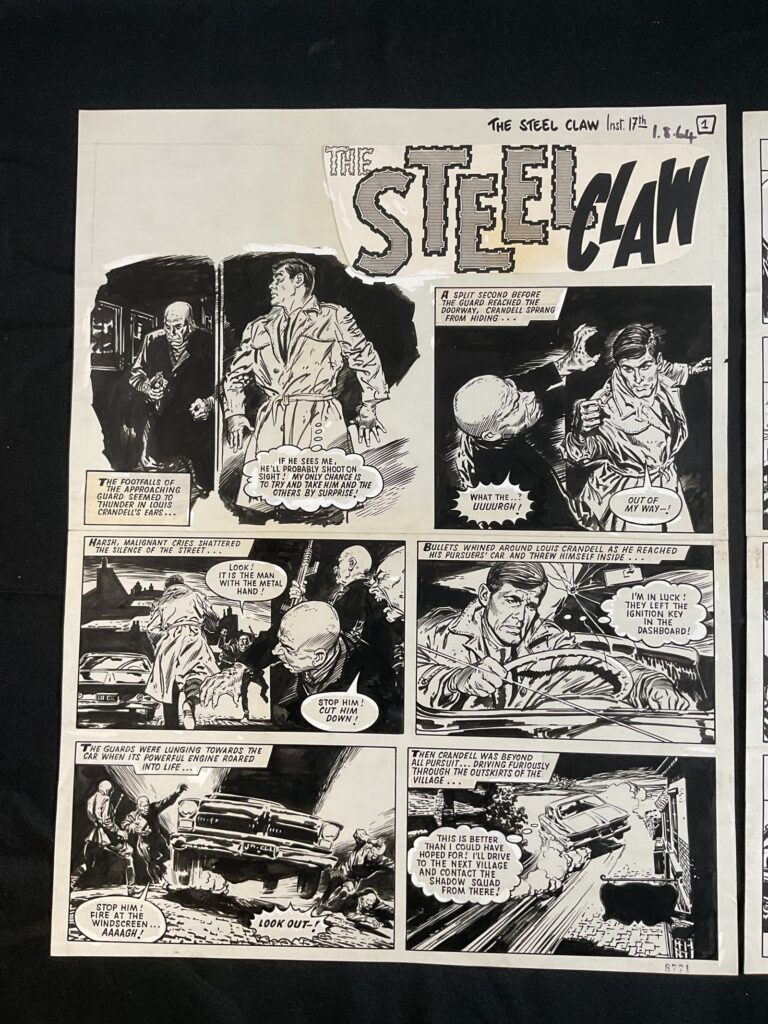 "The Steel Claw" for Valiant cover dated 1st August 1964, by Jesus Blasco