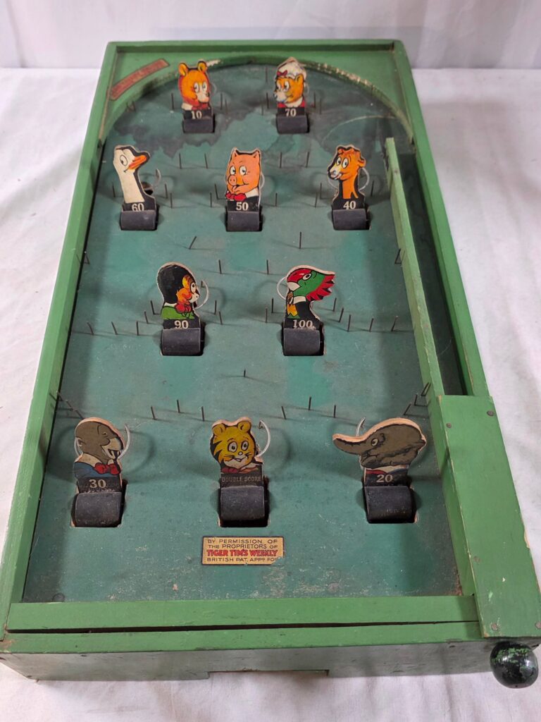 Tiger Tim wooden bagatelle game (no balls)