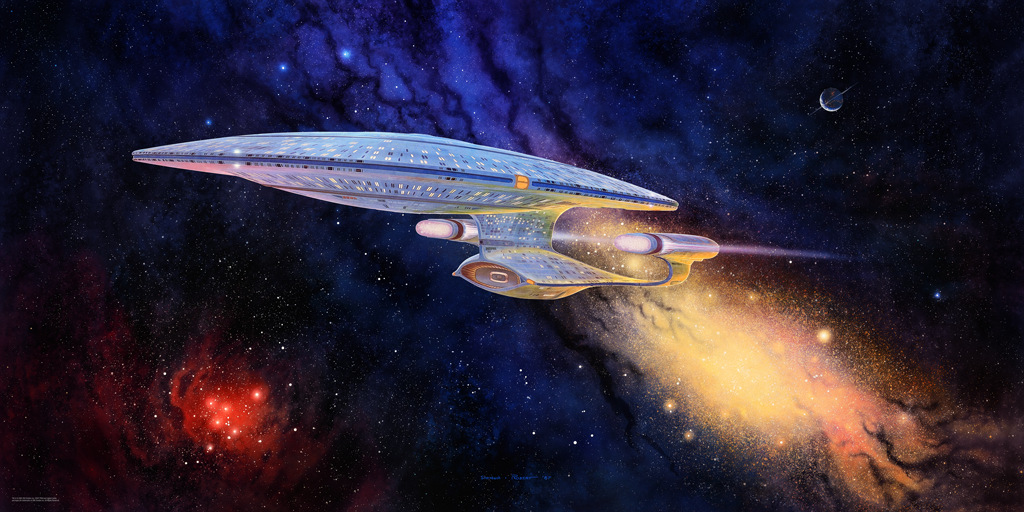 Vice Press Star Trek: The Next Generation - Ready Room Enterprise D Painting | Art By Andrew Probert & Rick Sternbach | Restored By Matt Ferguson | Edition of 500 | 36x18 inches | Hand Numbered Fine Art Lithograph | Poster - £39.99 / Approx $55 | Framed - £109.99 / Approx $150