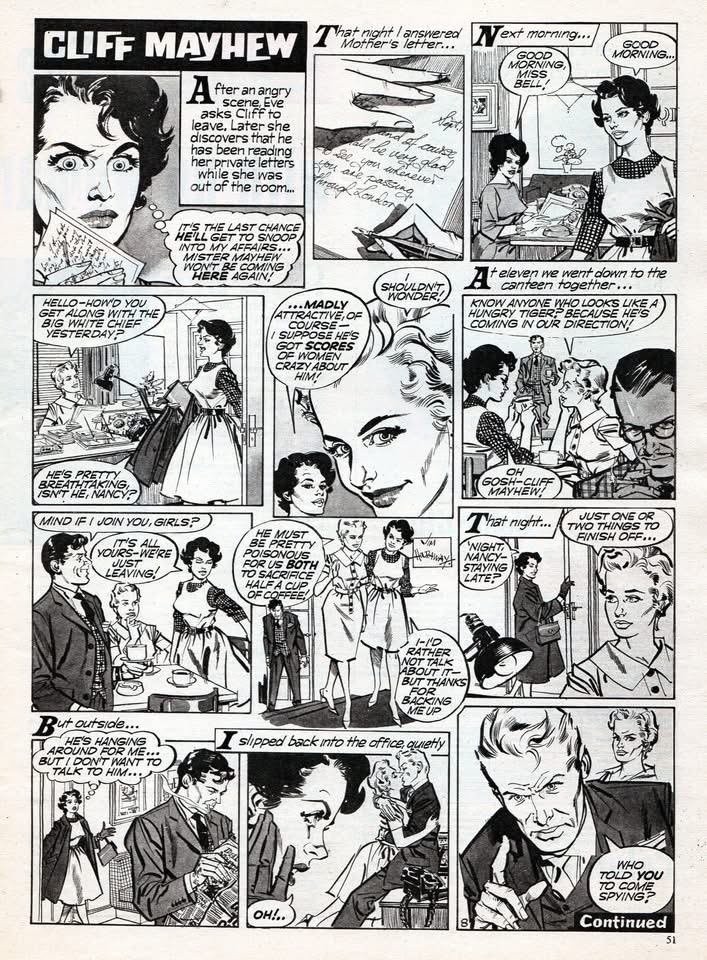 Cliff Mayhew, art by Jim Holdaway, published in Woman’s Mirror